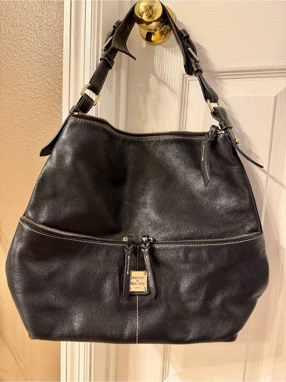 Dooney & Bourke Dillen Hobo -  Black Leather Shoulder Bag with Gold Hardware